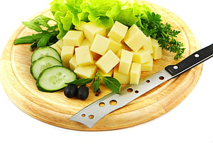 variety sliced vegetables with knife